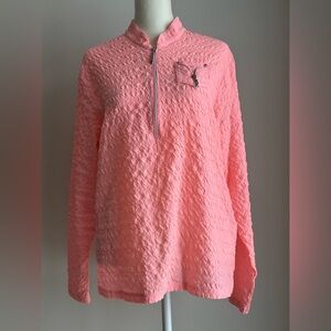 Jamie Sadock Sunsense Coral Pink Textured Quarter-Zip Pullover Size Medium